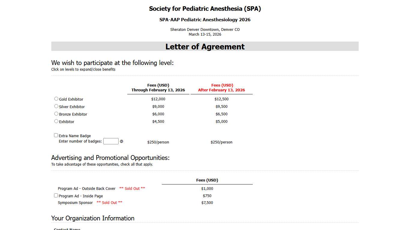 SPA Exhibitor Agreement
